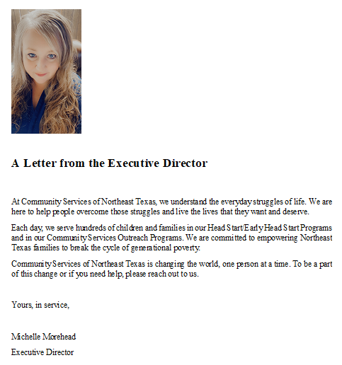 Letter from Executive Director